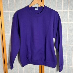 Gildan Ultra Blend‎ Men's Medium Purple Long Sleeve Crew Neck Sweater Y2K